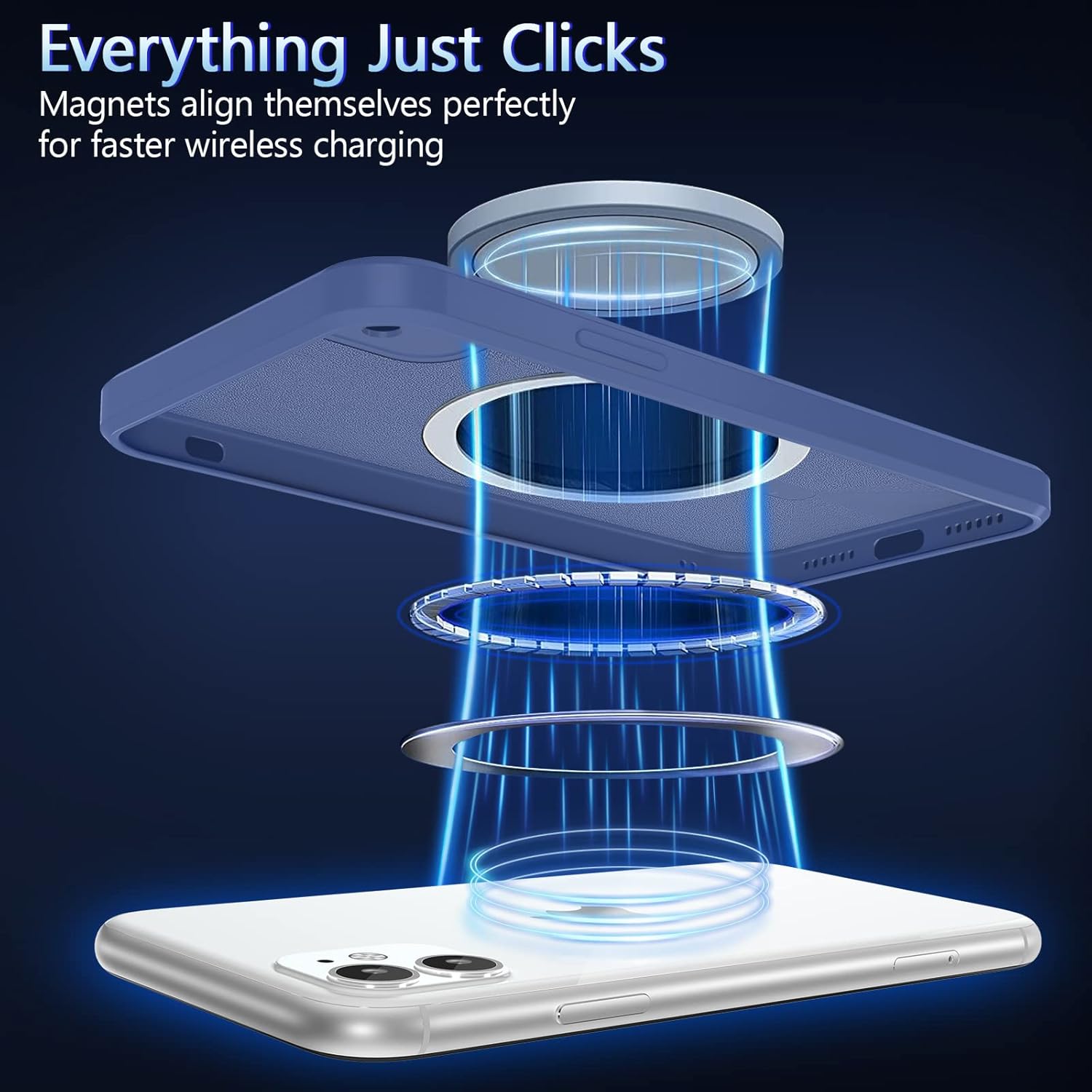Silicone Wireless Charging Case for iPhone 11 6.1 inch - Dark Blue - Image 2