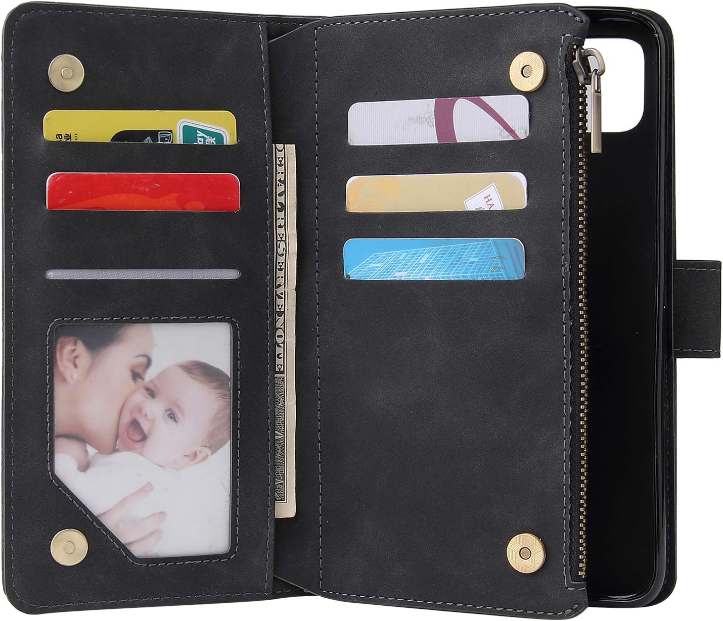 For Google Pixel 4 XL Tempered Glass Screen Protector and Leather Flip Wallet - Image 6
