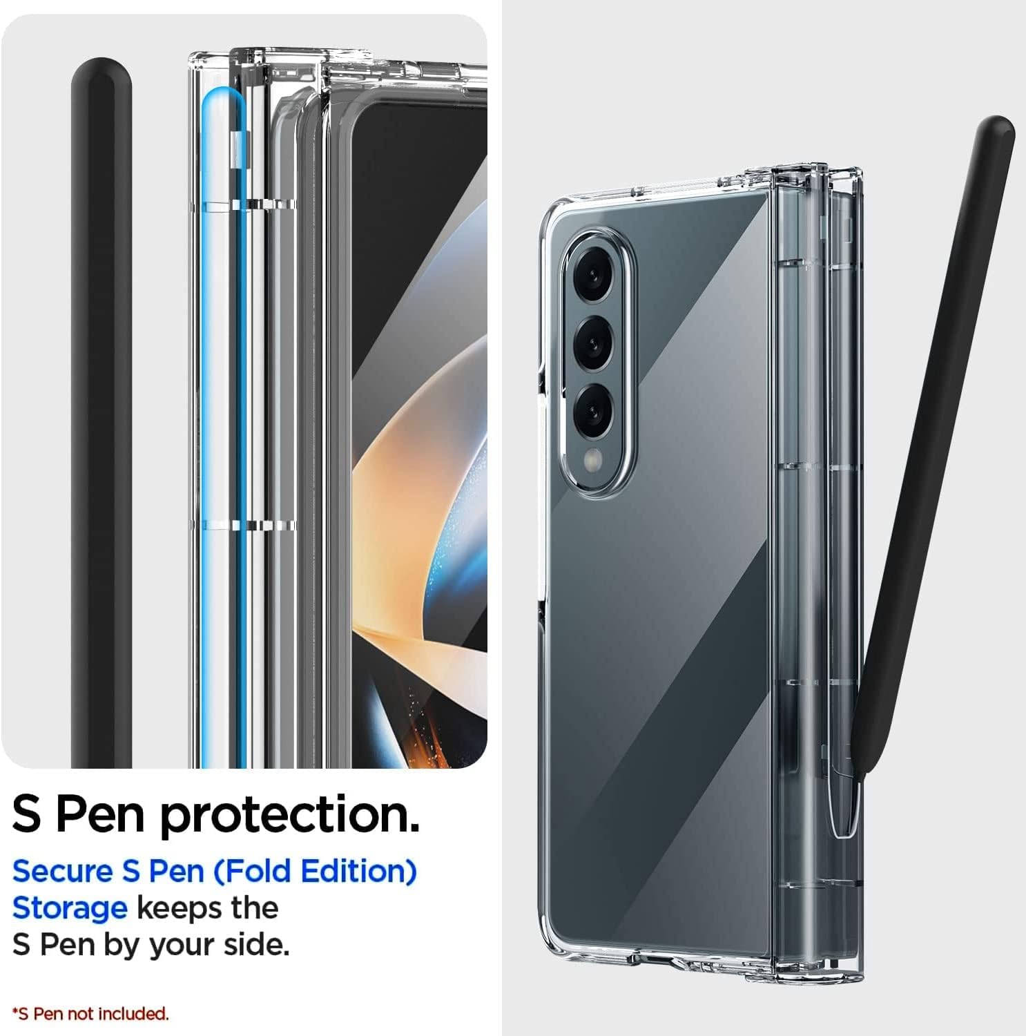Clear Case for Galaxy Z Fold 4 with Built-in Screen Protector with S Pen Holder - Image 5