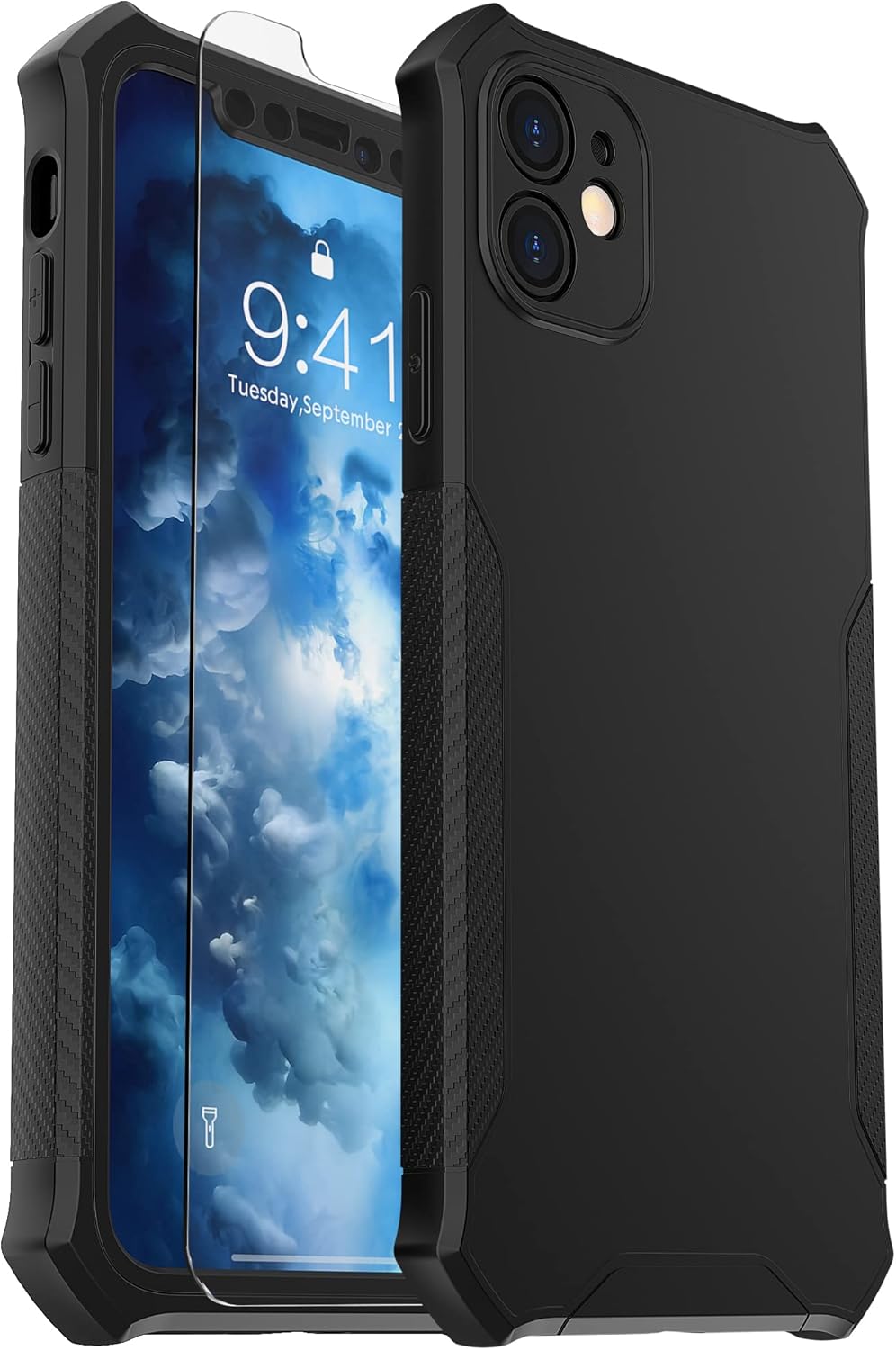 For iPhone 11 Case with 2 x Glass Screen Protector Full Camera Lens Protection - Image 2