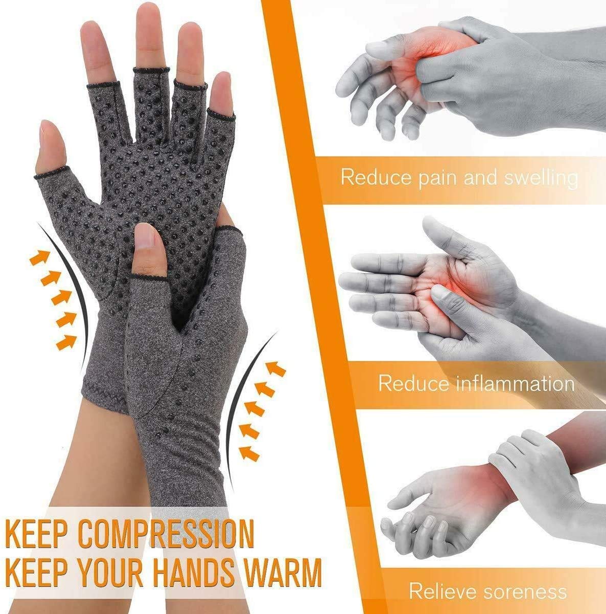 Compression Arthritis Gloves Fingerless -Warmth Therapeutic Compression Gloves - Image 5