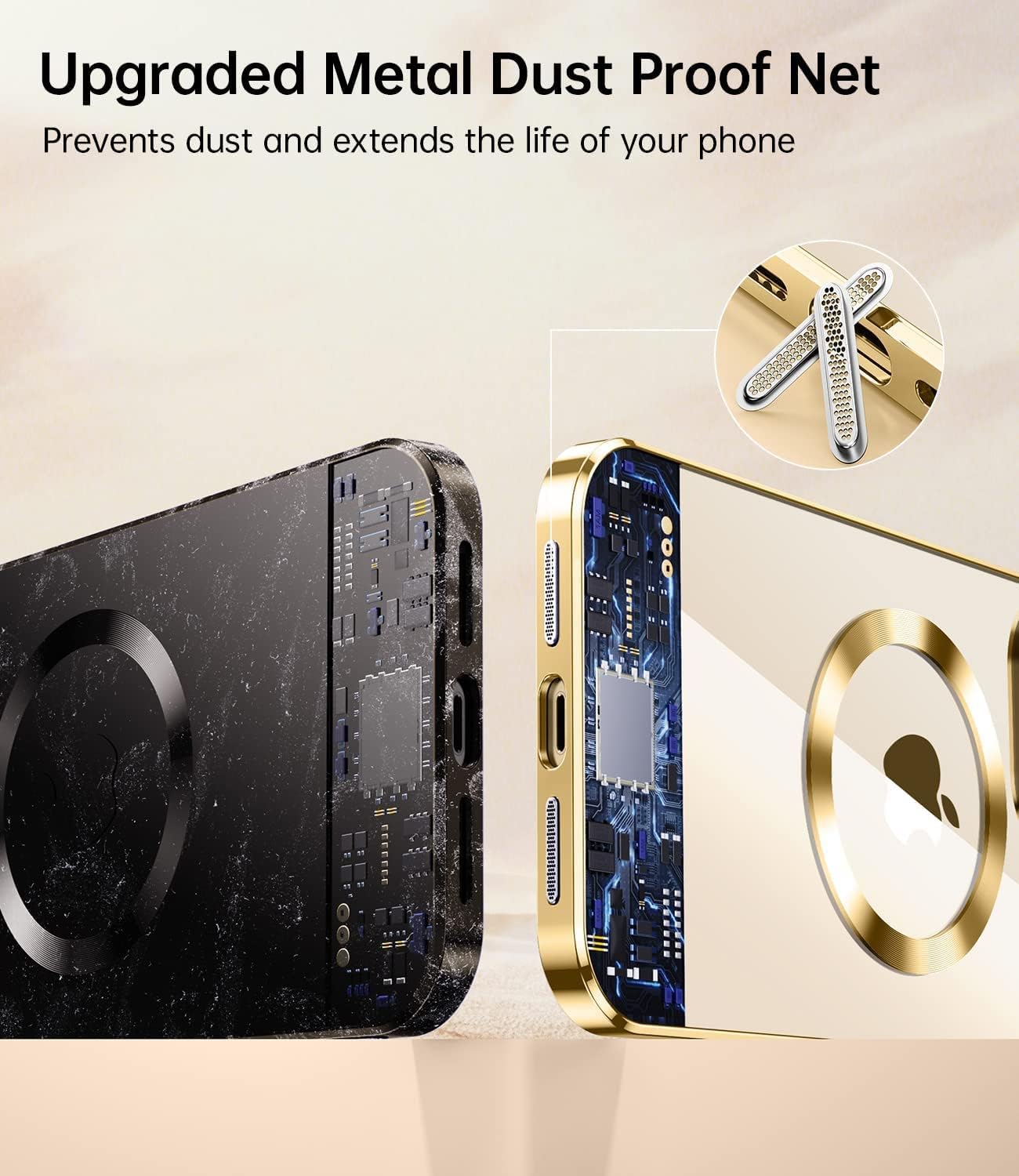 For iPhone 13 Pro Clear Magnetic Slim Case with Camera Protector - Gold - Image 5