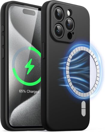 Magnetic Silicone Case for iPhone 15 Pro 6.1", Compatible with MagSafe (Black)