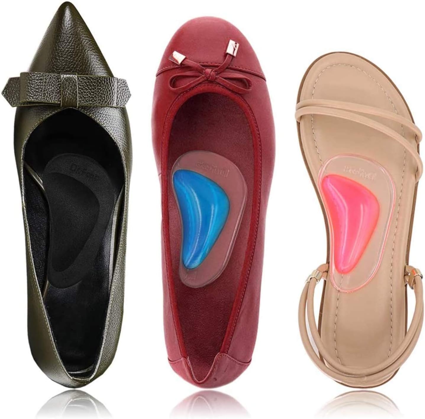 Gel Arch Support Cushions for Flat Feet, Shoe Insoles (6 Colors - 6 Pairs) - Image 3