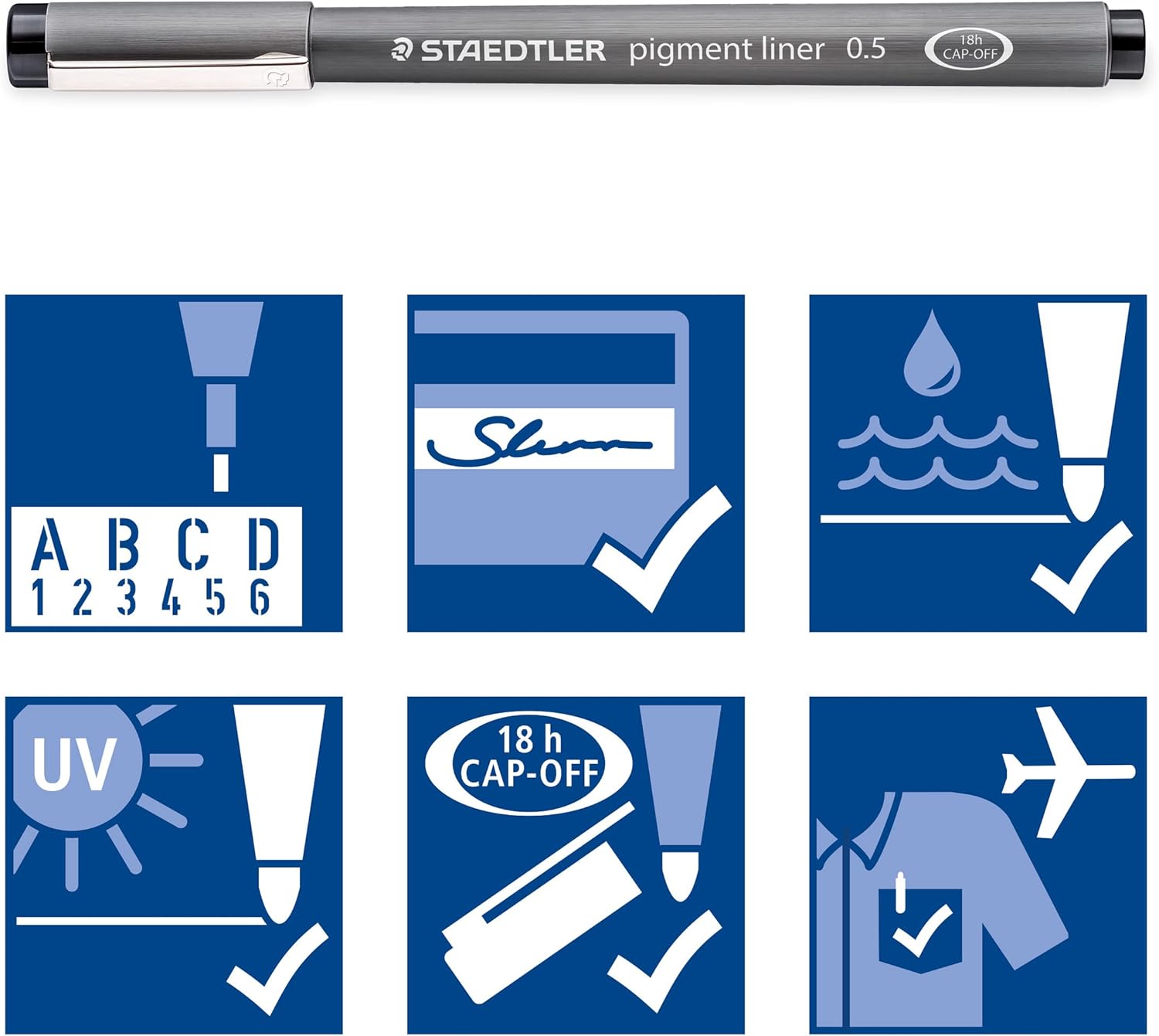 Staedtler Waterfast Fadeproof Fineliner Pigment Liner, Wallet of 8, (308 SB8) - Image 5