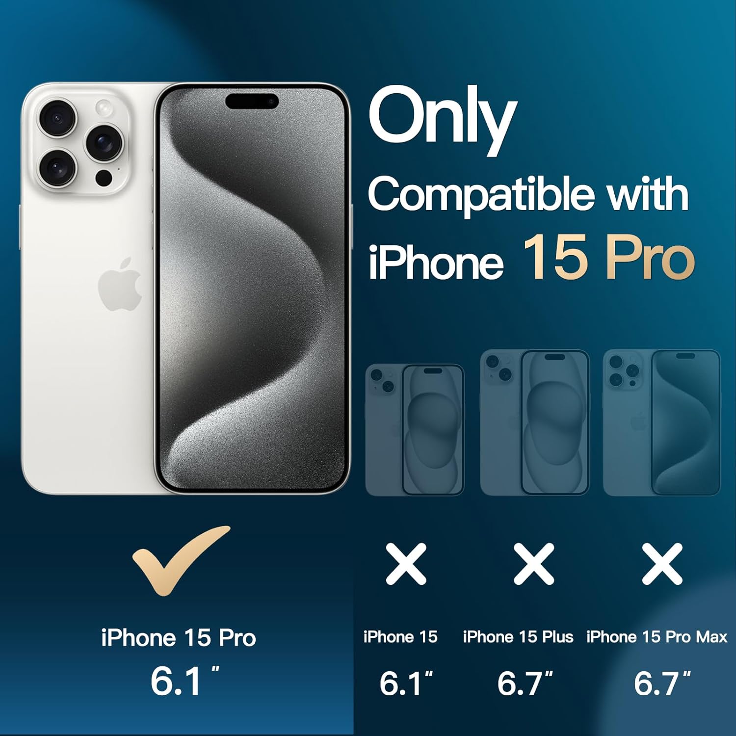 5in1 Case for iPhone 15 Pro 6.1" with 2xTempered Glass Screen Protector (Clear) - Image 2
