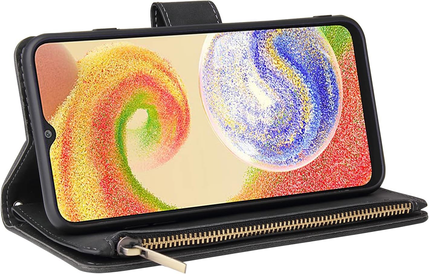 Samsung Galaxy A04 Tempered Glass Screen Protector and Leather Flip Wallet Case - Image 3