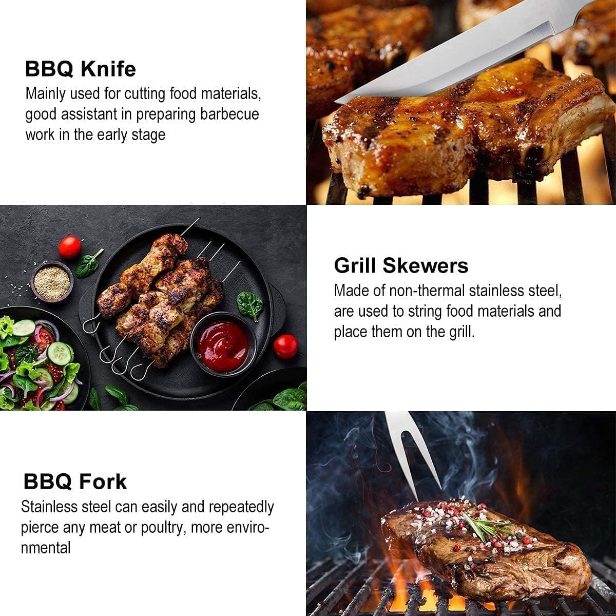 BBQ Grill Accessories Tools Set, Portable Case Stainless Steel Barbecue BBQ Set - Image 5