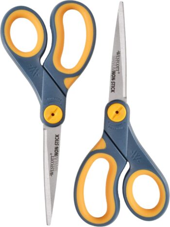 Westcott 8" Straight Titanium Bonded Non Stick Scissors, 2 Pack (16550)