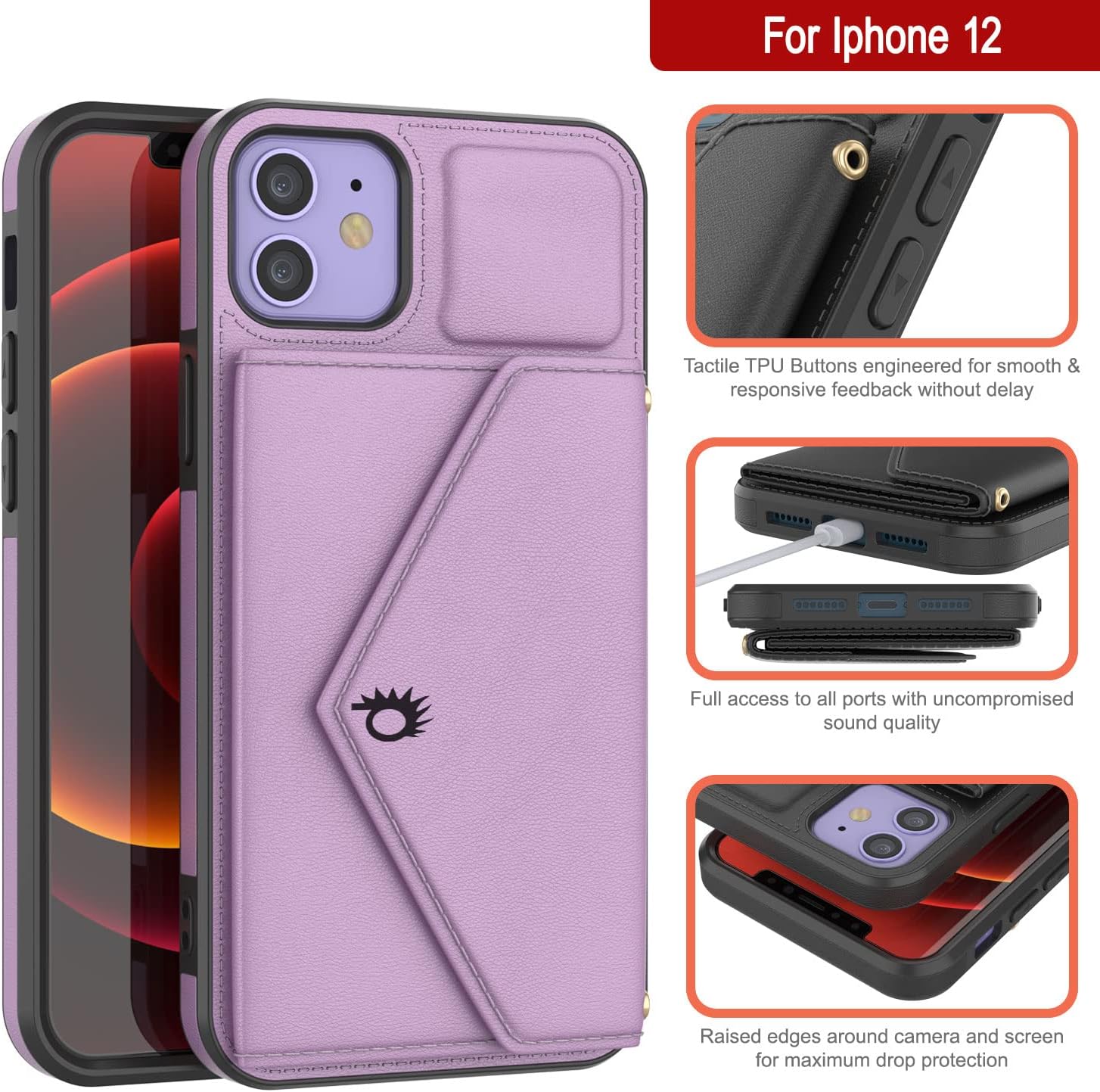 iPhone 12 Wallet Phone Case, PU Leather Crossbody Design W/Purse, Kickstand - Image 3