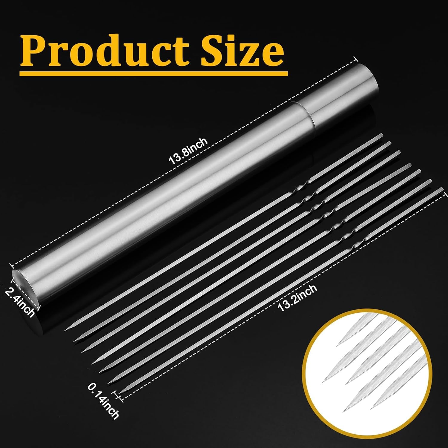 Barbecue Skewers for Kabobs 45PCS,14''0.16''0.05'' Stainless Steel Flat Skewers - Image 8