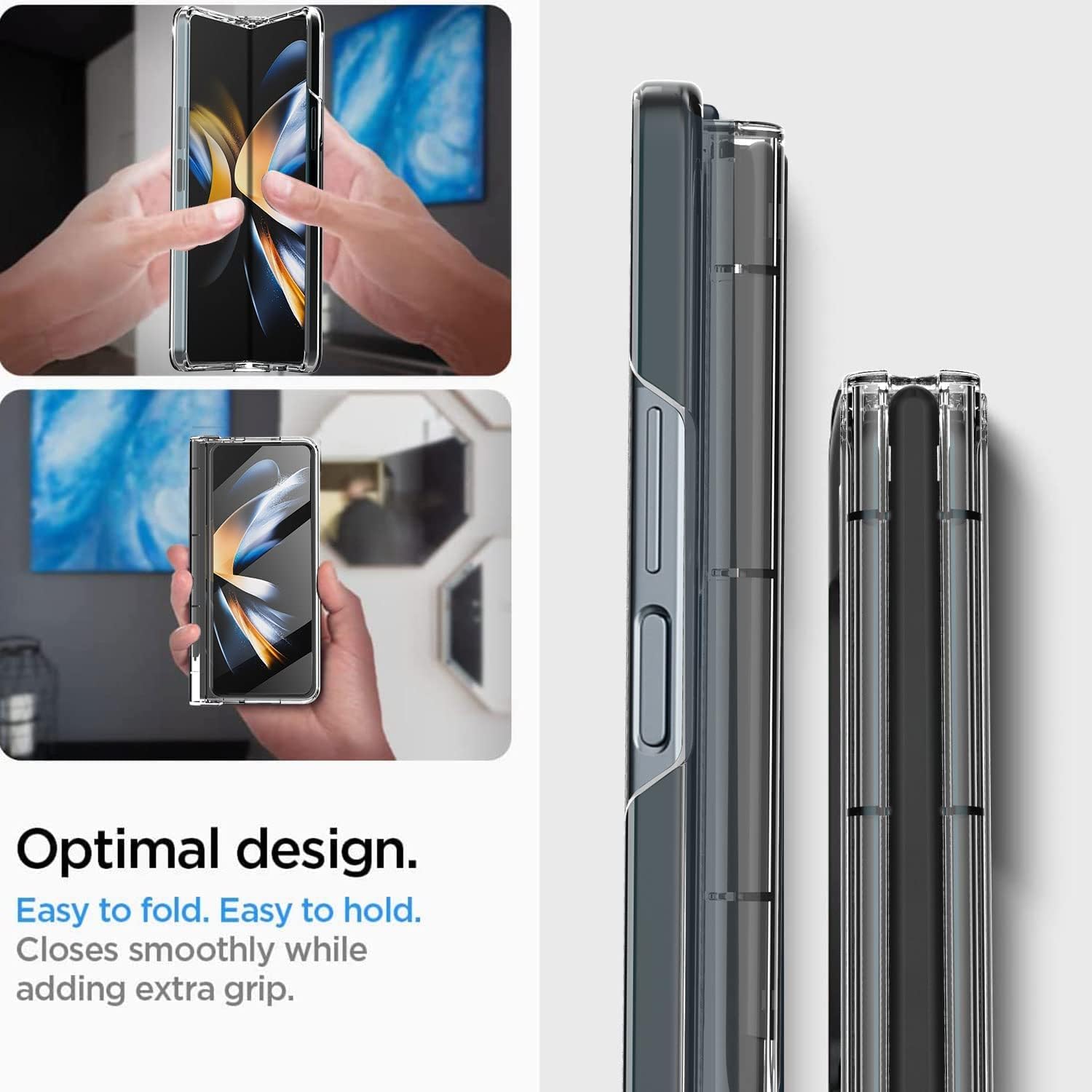 Clear Case for Galaxy Z Fold 4 with Built-in Screen Protector with S Pen Holder - Image 7