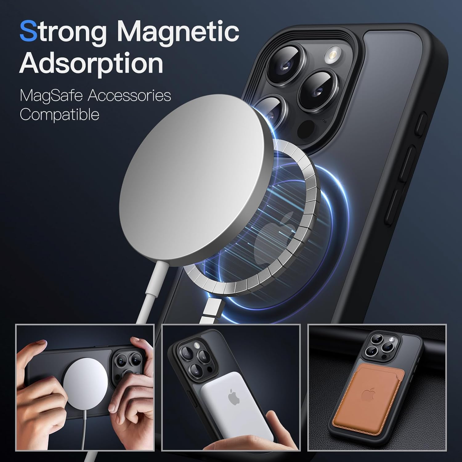 Magnetic Case for iPhone 15 Pro 6.1-Inch Compatible with MagSafe, Matte Back - Image 3