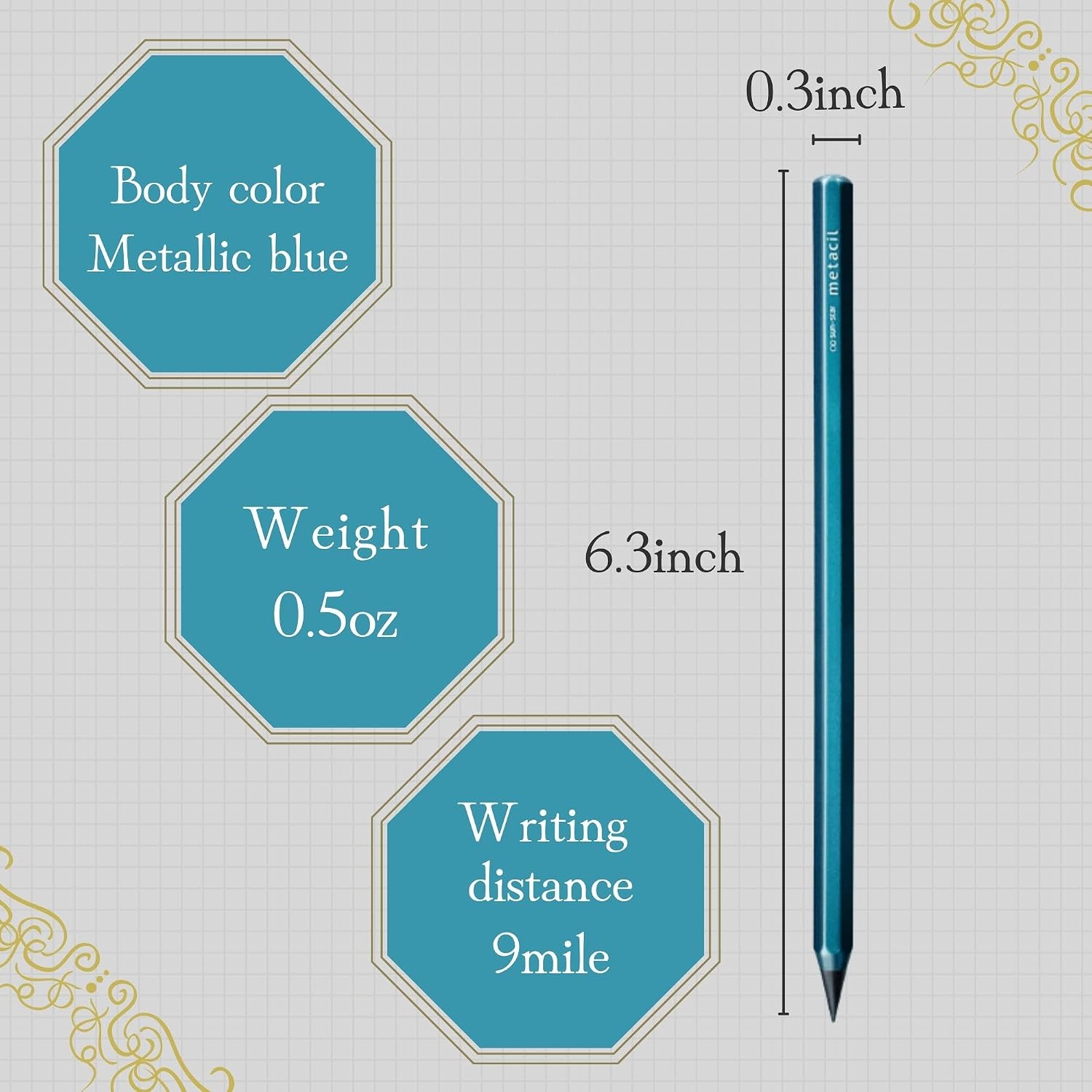 Sun-Star Stationery S4482662 Metal Pencil, Metasil, Metallic Blue - Image 7