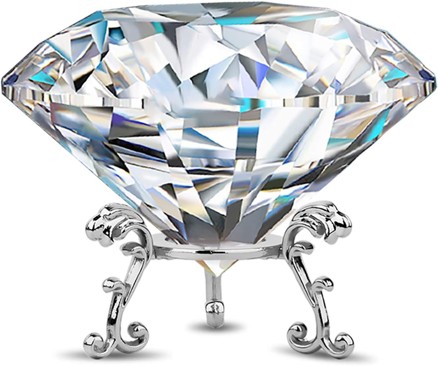 80MM Large Crystal Diamond Paperweight with Stand Jewels Wedding Decorations