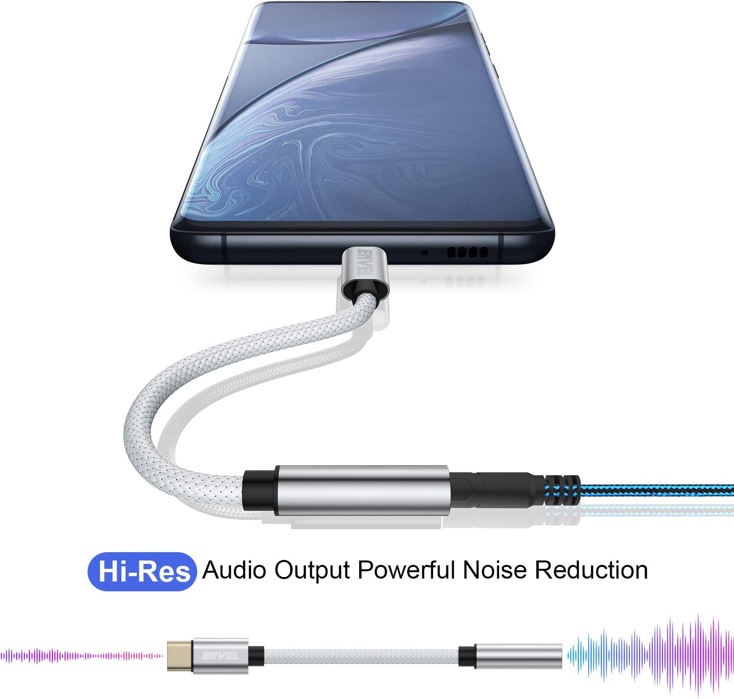 USB C to 3.5 mm Headphone Jack Adapter, Type C to 3.5mm DAC Chip Cable -Silver - Image 7