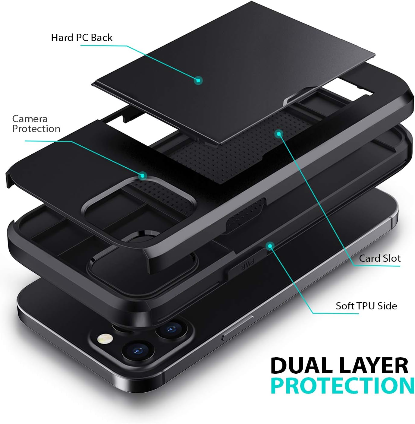 For iPhone 12 Pro Max Protective Shockproof Hard Back Case for Apple - Black - Image 3
