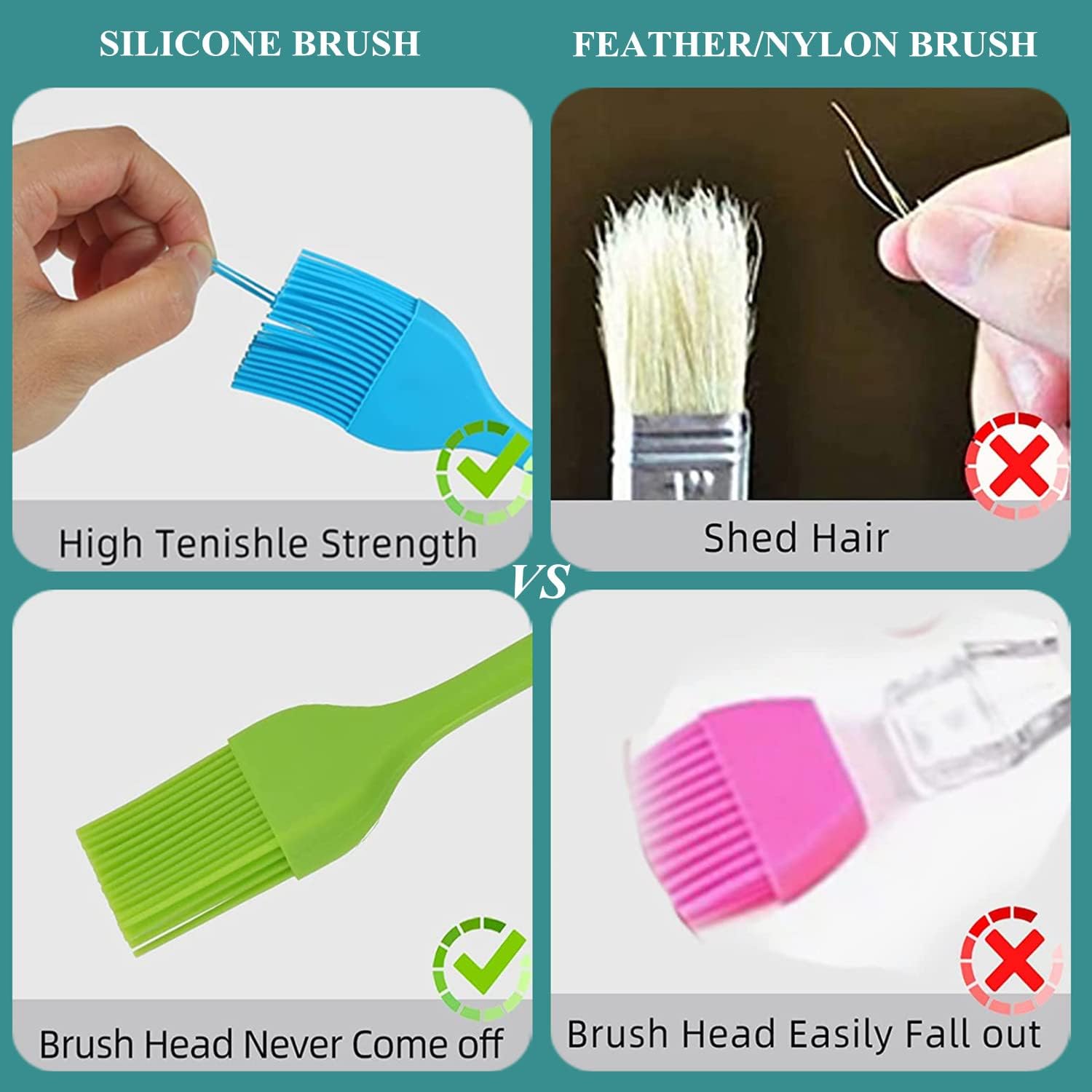 5 Pack Silicone Basting Brush Set, Heat Resistant Pastry Brushes Spread Oil - Image 5