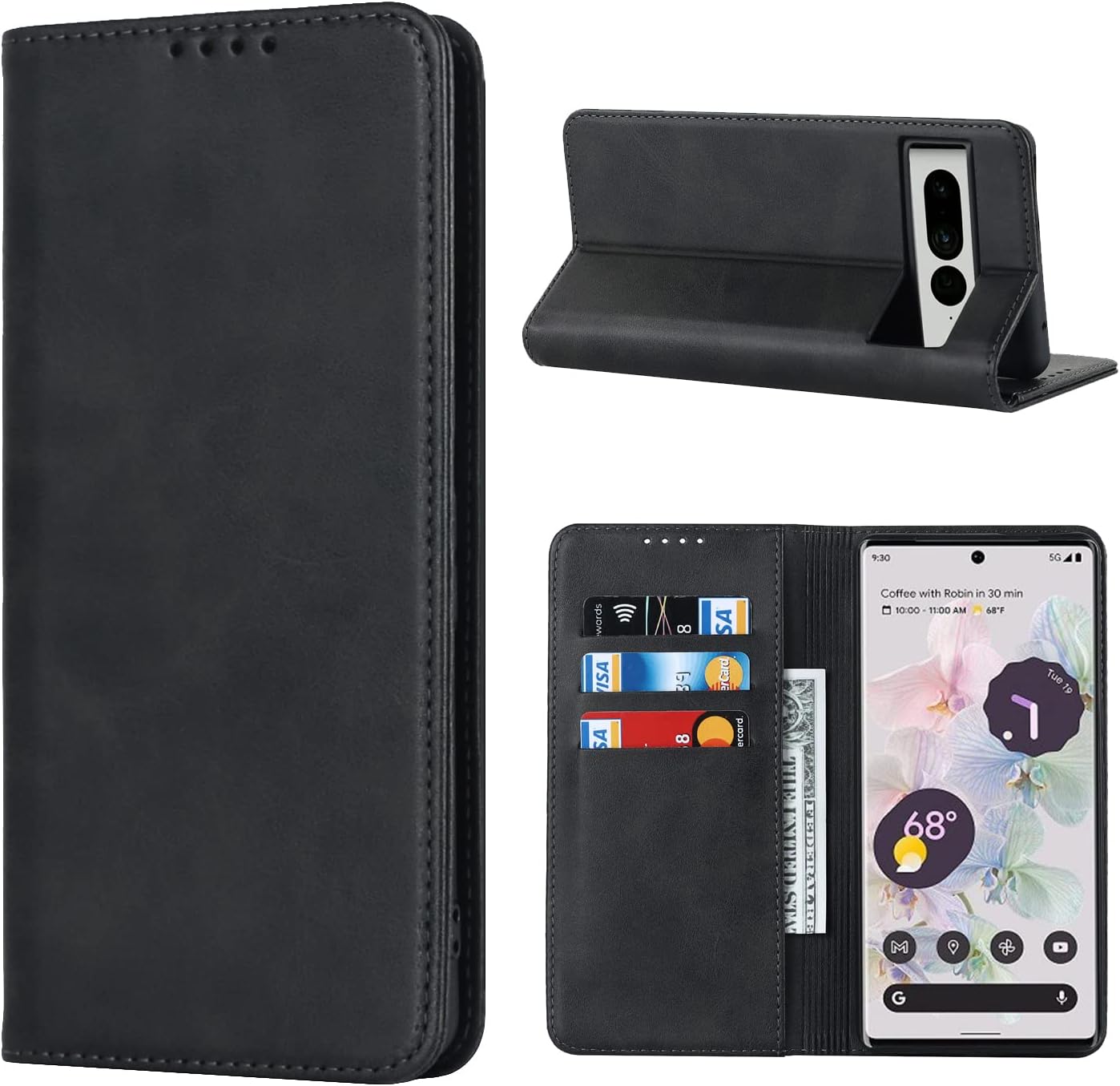 For Google Pixel 7 Pro Cowhide Pattern PU Leather Flip Magnetic Kickstand Case