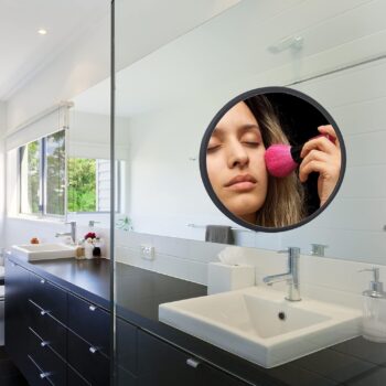 Small Wall Mirror Black Silicone Shower Mirror 7.67 Inch Small Mirror for Wall