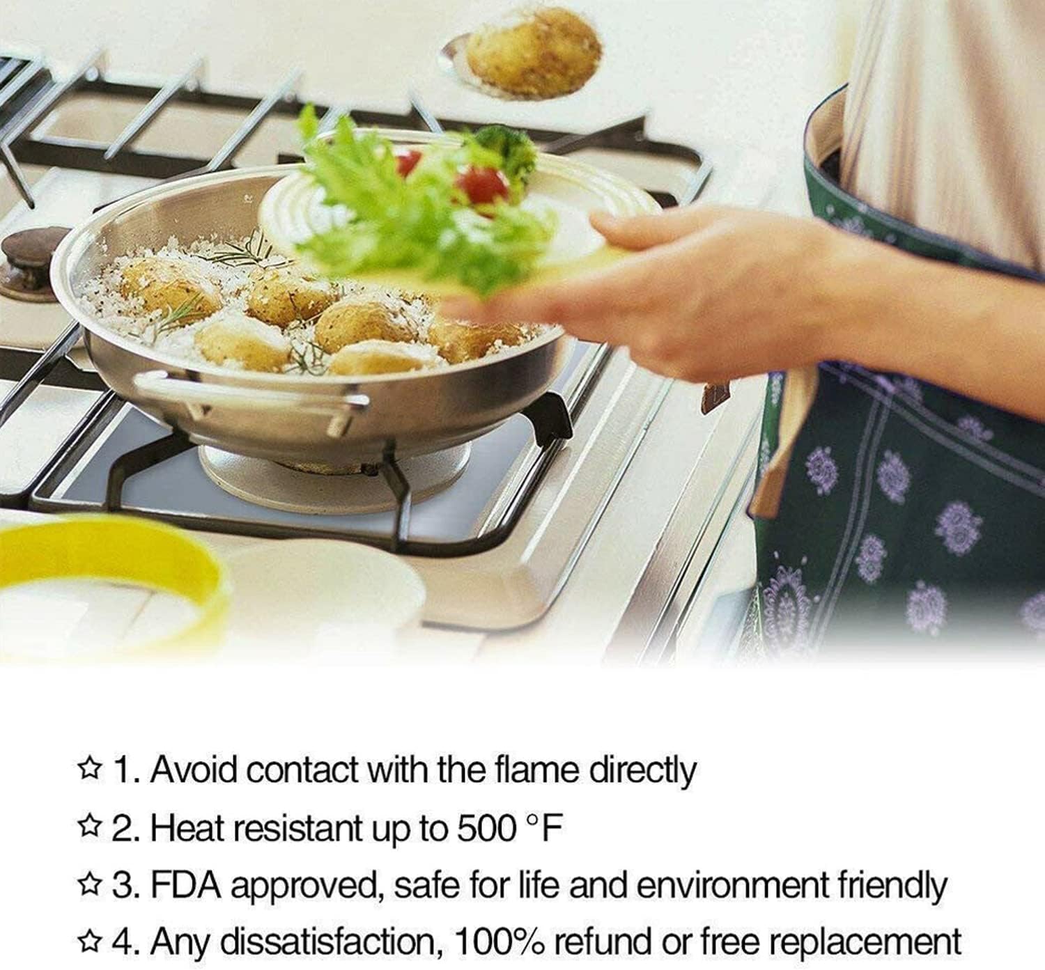 4 PCS Reusable Stove Clean Mat Reusable Gas Oil Protector Liner Burner Cover - Image 6
