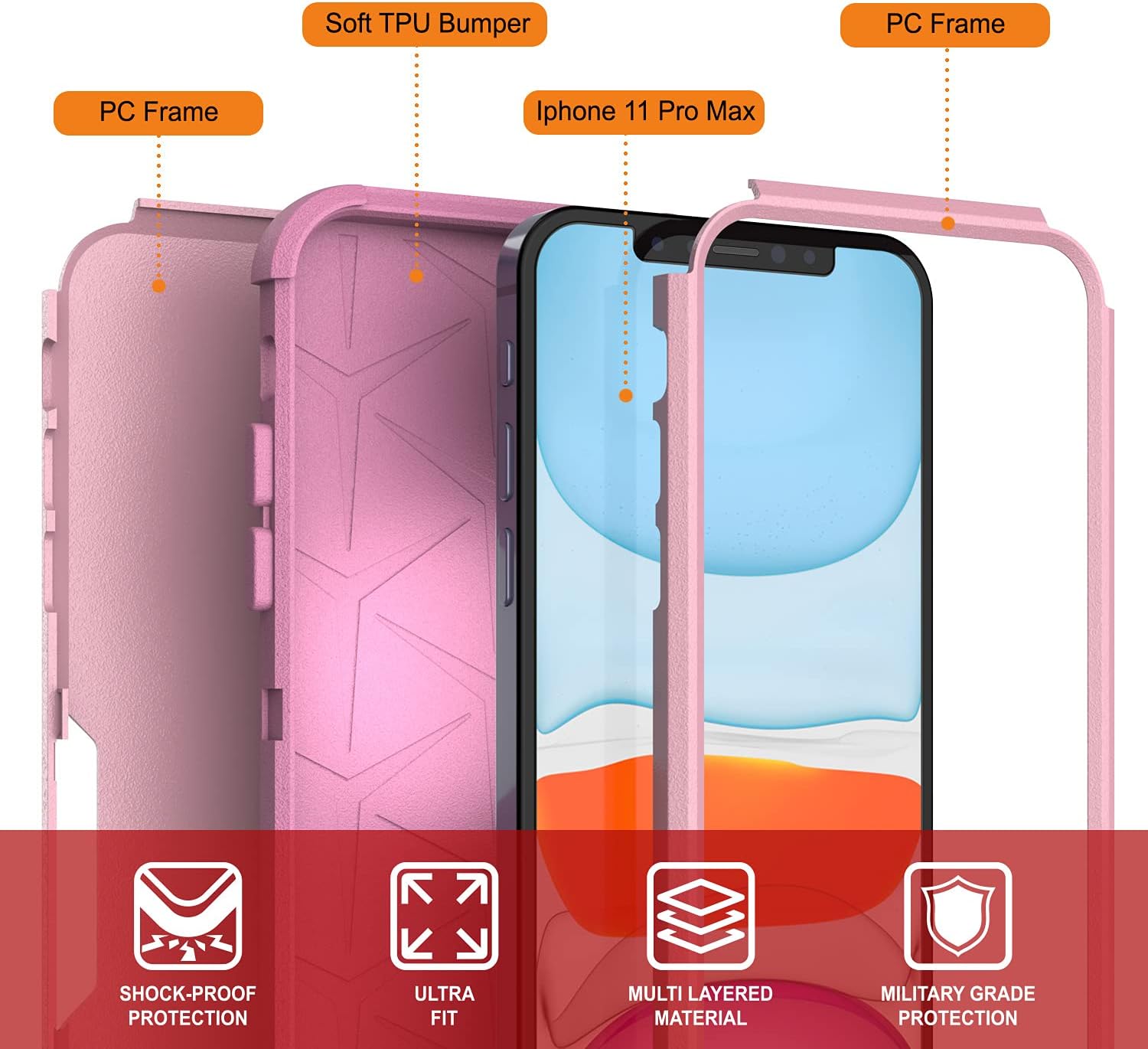 For iPhone 11 Pro Max Belt Clip Holster 4-1 Rugged & Protective Multilayer - Image 3