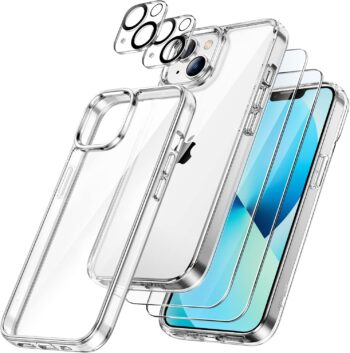 3 in 1 Case for iPhone 13 6.1-Inch, with 2-Pack Screen Protector (Clear)
