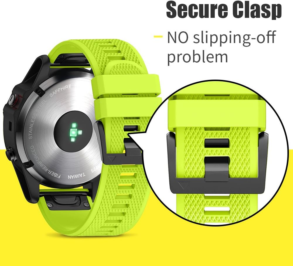 Easy Fit 22mm Width Soft Silicone Watch Bands Strap for Garmin Smartwatch-Green - Image 4