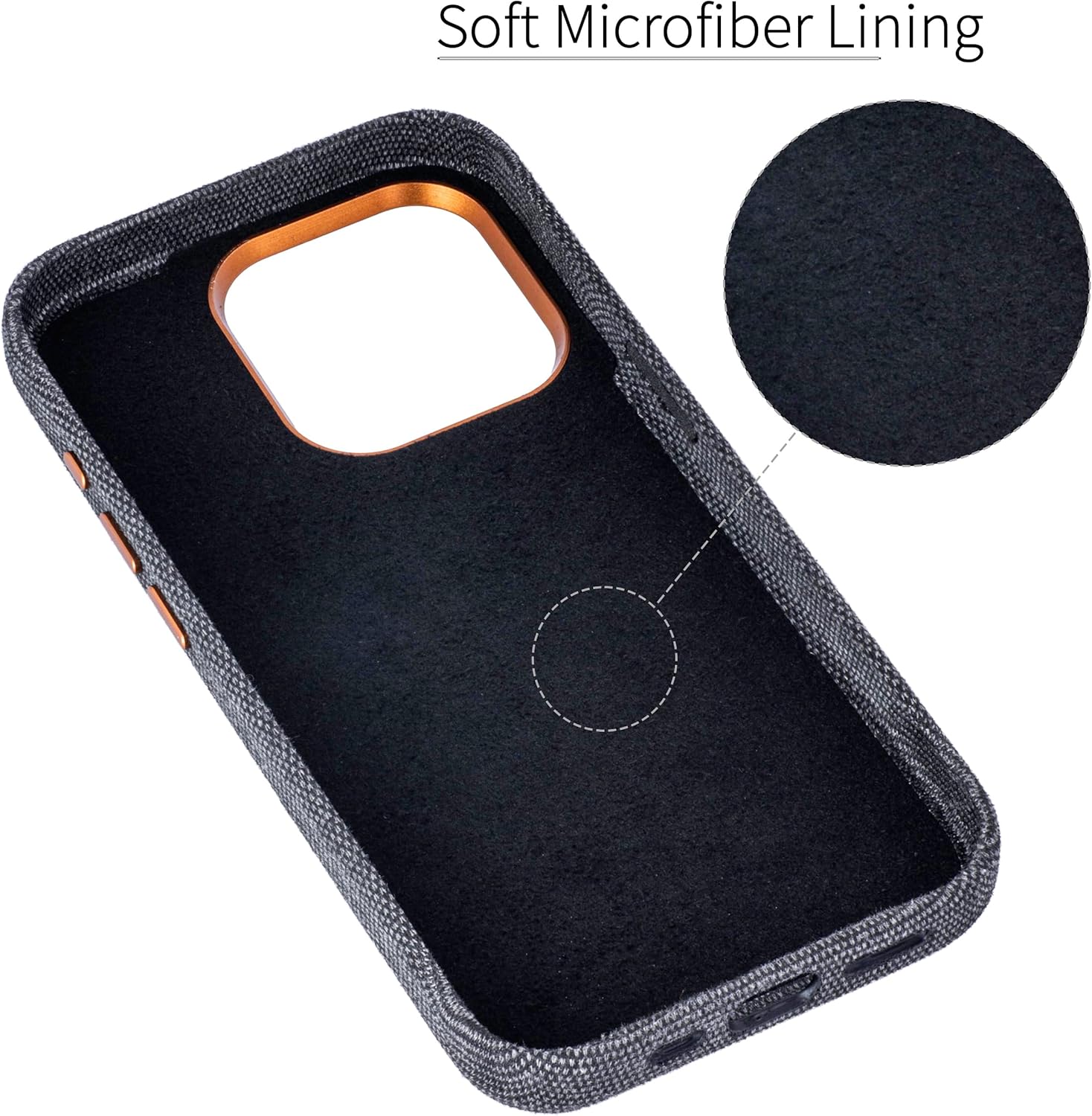 Fabric Card Case for iPhone 15 Pro w Built-in Metal Plate for Magnetic Mounting - Image 6