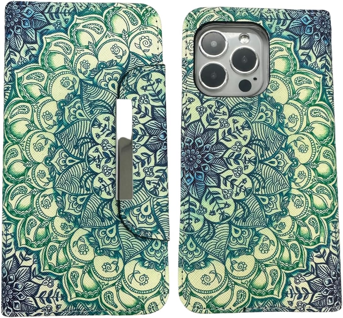 For iPhone 14 Pro Max Magnetic Detachable 2 in 1 Wallet Case Mandala Design - Image 4