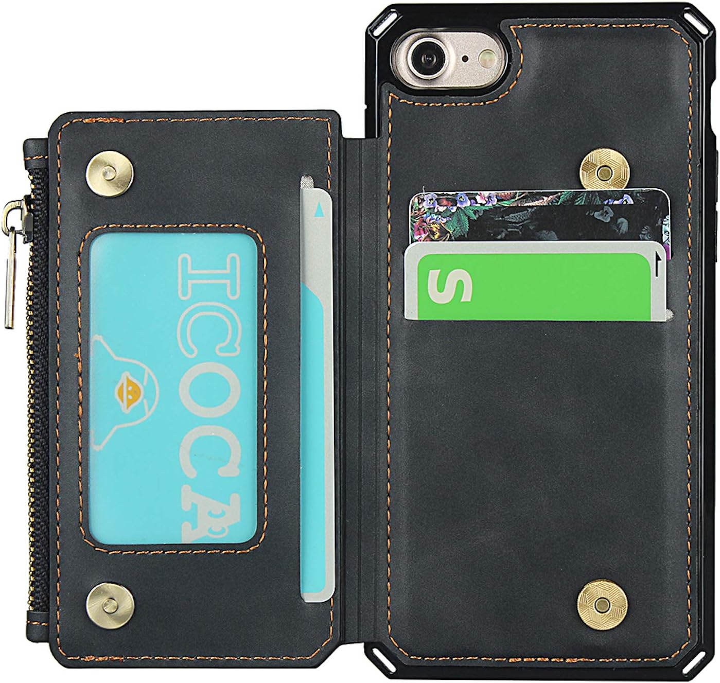 iPhone 6/7/8,(RFID Blocking), Leather Waller Kickstand Case - Image 3
