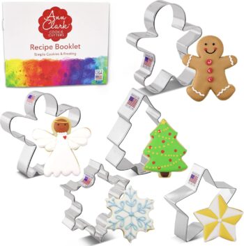 Christmas and Holiday Cookie Cutter 5-Pc Set, Gingerbread Man, Christmas Tree