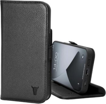 iPhone 12 Pro – Genuine Leather Wallet Case/Cover with Card Holder - Black