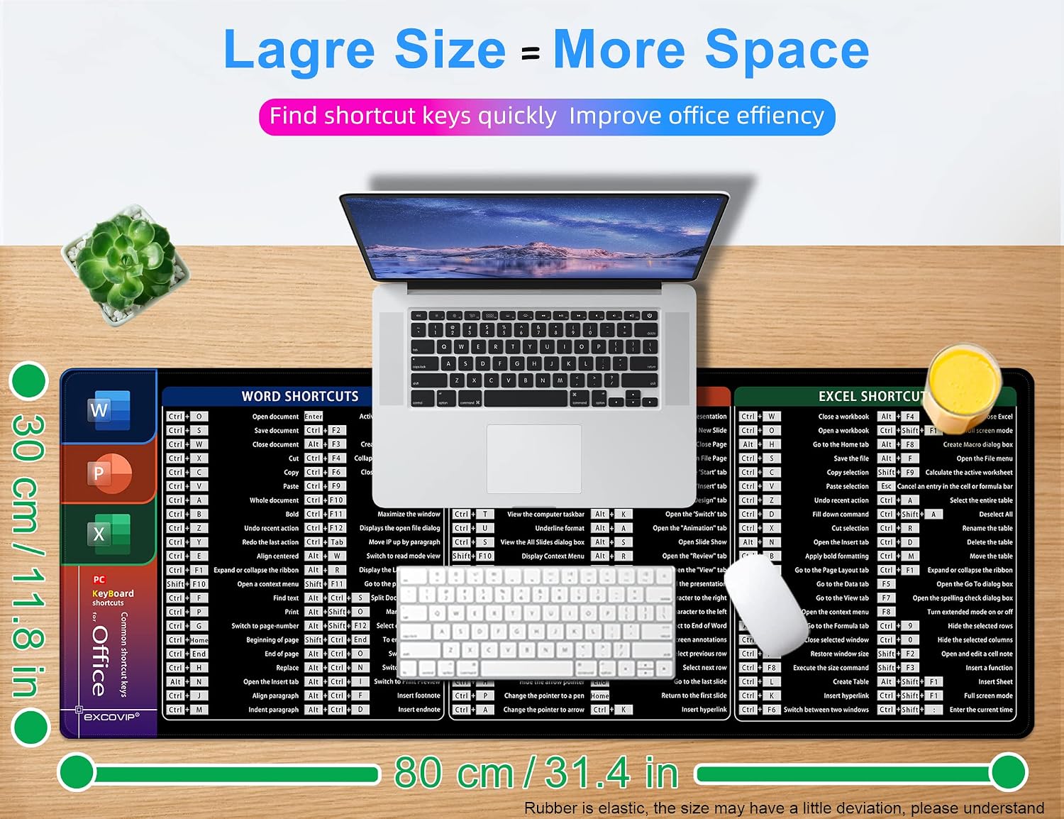 Shortcut Mouse Pad with Non-Slip Rubber Base-Smooth Surface - 80X30 cm - Image 7