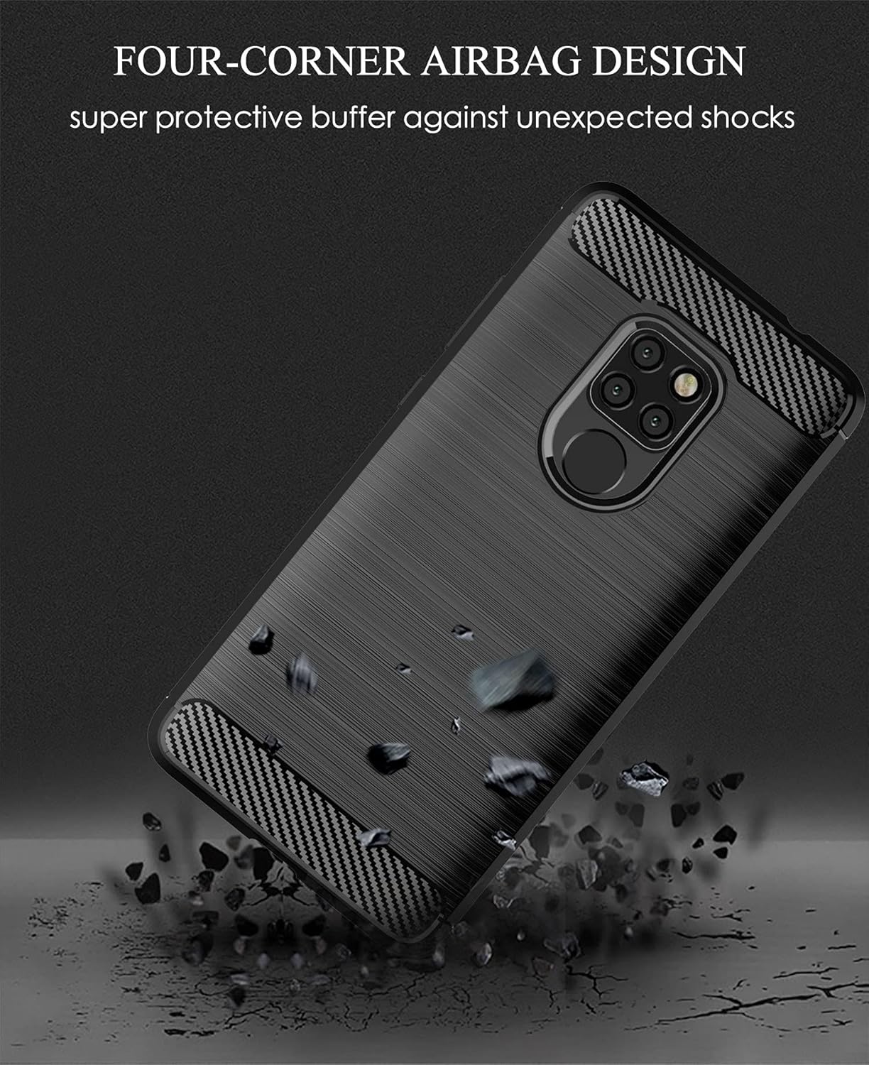 For Huawei Mate 20 Slim Thin Case w Tempered Glass Screen Protector - Black - Image 4