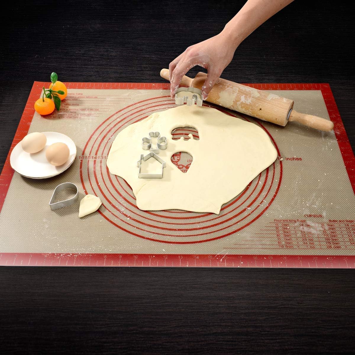 Non-Slip Silicone Pastry Mat Extra Large with Measurements - 20"×28" Red - Image 2