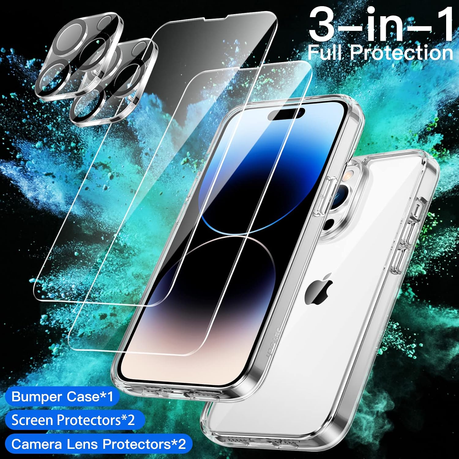 3 in 1 Case for iPhone 14 Pro Max 6.7-Inch, with 2-Pack Screen Protector (Clear) - Image 2