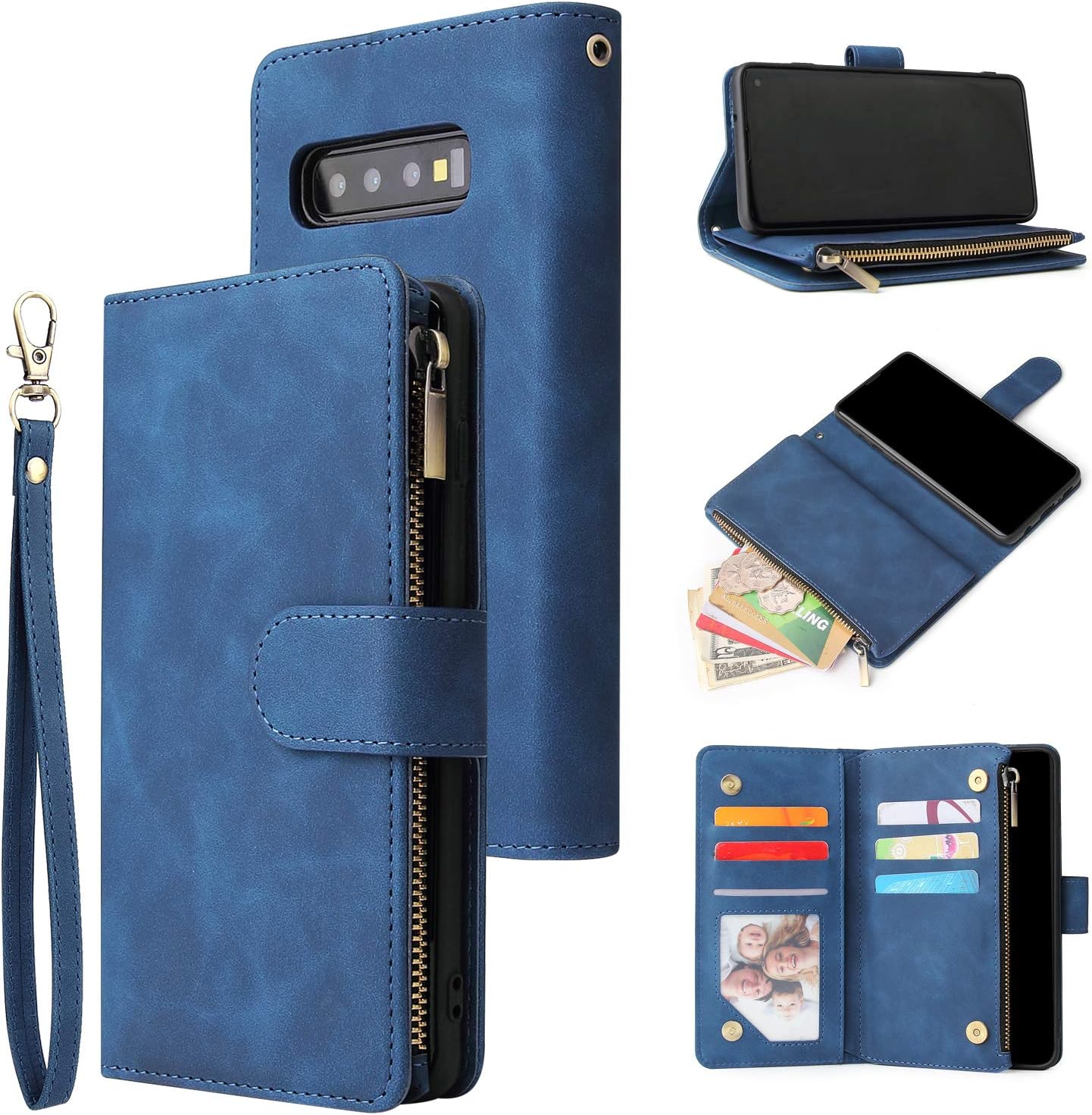Samsung Galaxy S10 Plus, Premium Vintage PU Leather Magnetic Closure