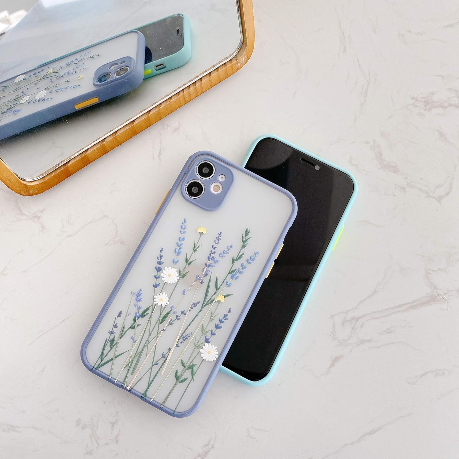 Flower Clear Frosted Soft TPU Protective Silicone Slim Case for iPhone 11-Purple - Image 2