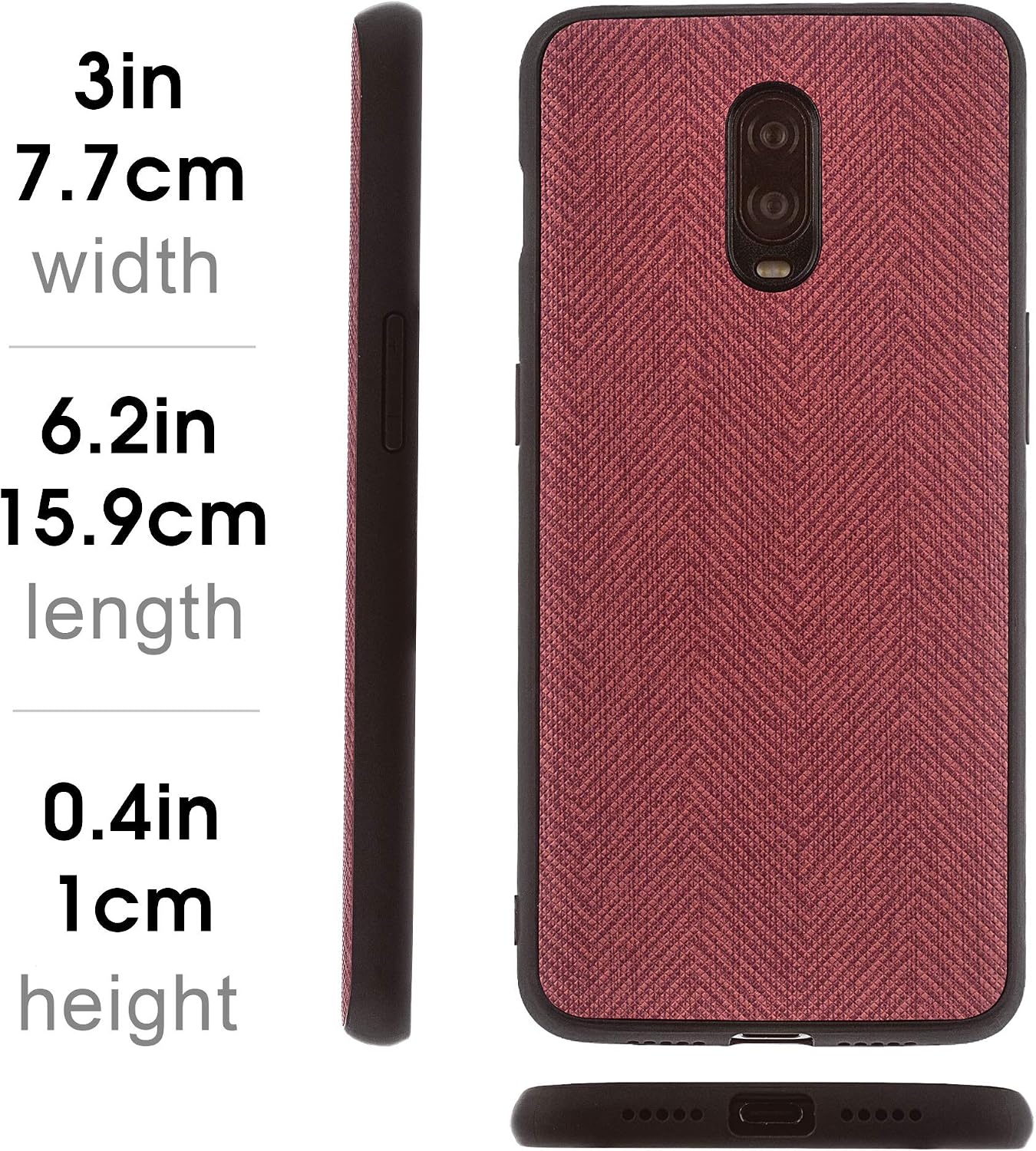 Canvas Z Rubberized Texture Plastic Phone Case for OnePlus 6T. Dark Pink - Image 2