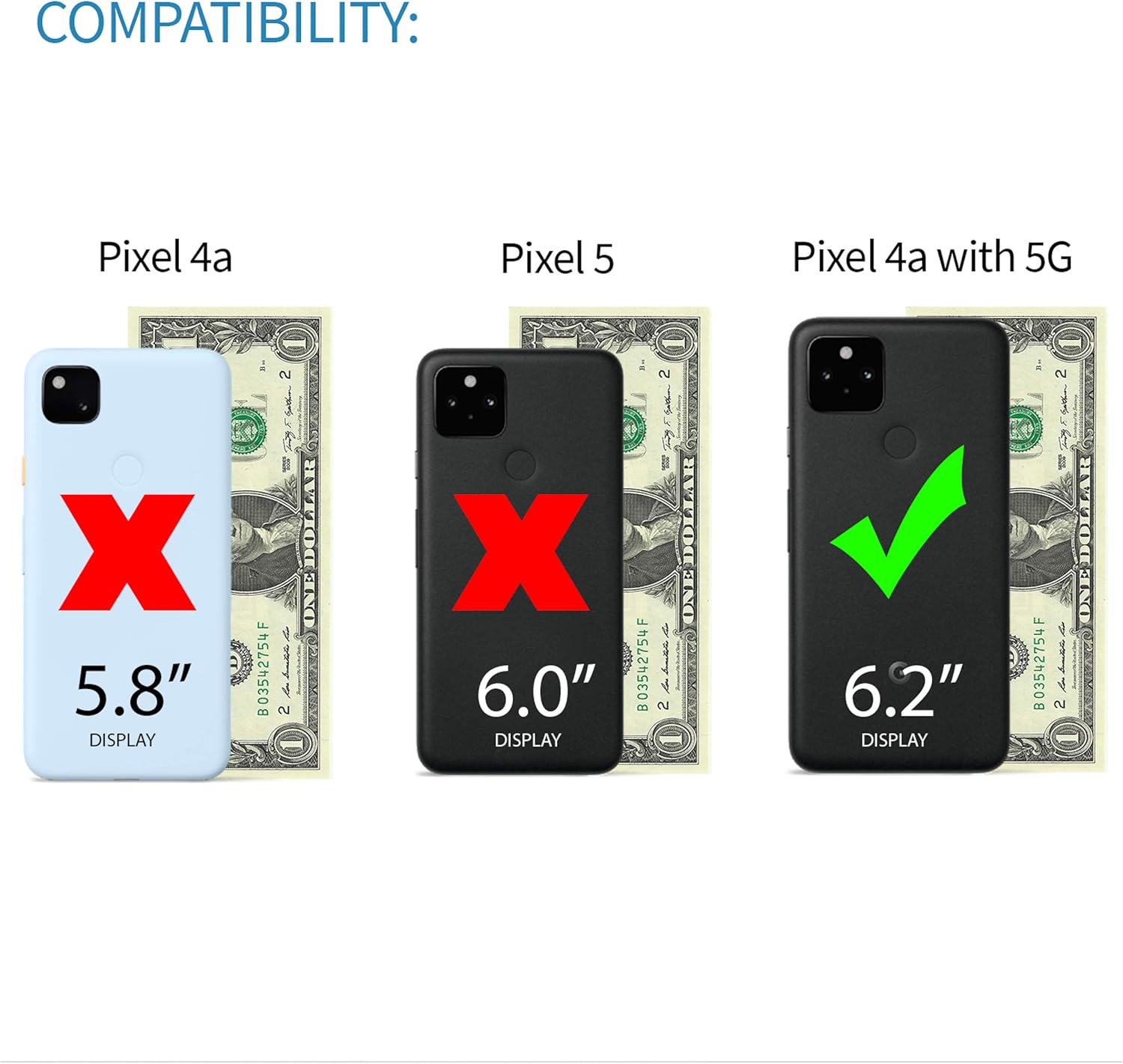 Google Pixel 4a 5G (6.2") Synthetic Leather Magnetic Wallet Case - Black/ Grey - Image 2