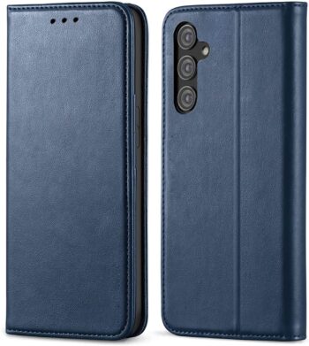 For Samsung Galaxy A54 5G (6.4 Inch) PU Leather Shockproof Magnetic Case (Blue)