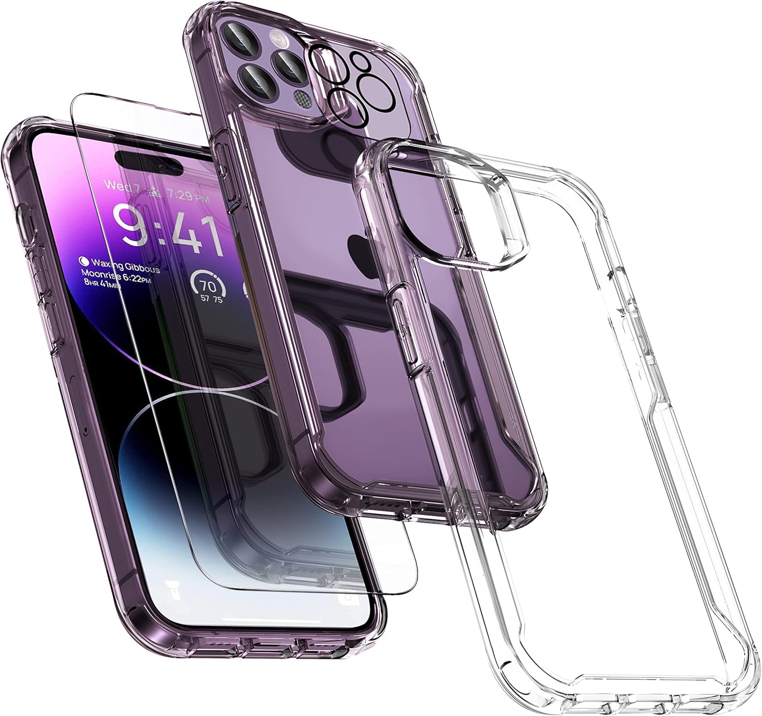For iPhone 14 Pro Clear Protective Case with 2 x Tempered Glass Screen Protector - Image 3