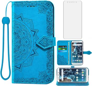For Xiaomi Mi A2 / Mi 6X Wallet Case and Tempered Glass Screen - Leather