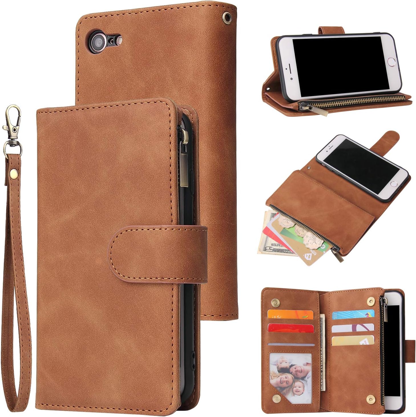 iPhone SE 2022 5G/iPhone 7/8/SE 2020, Premium PU Leather Magnetic Closure Case