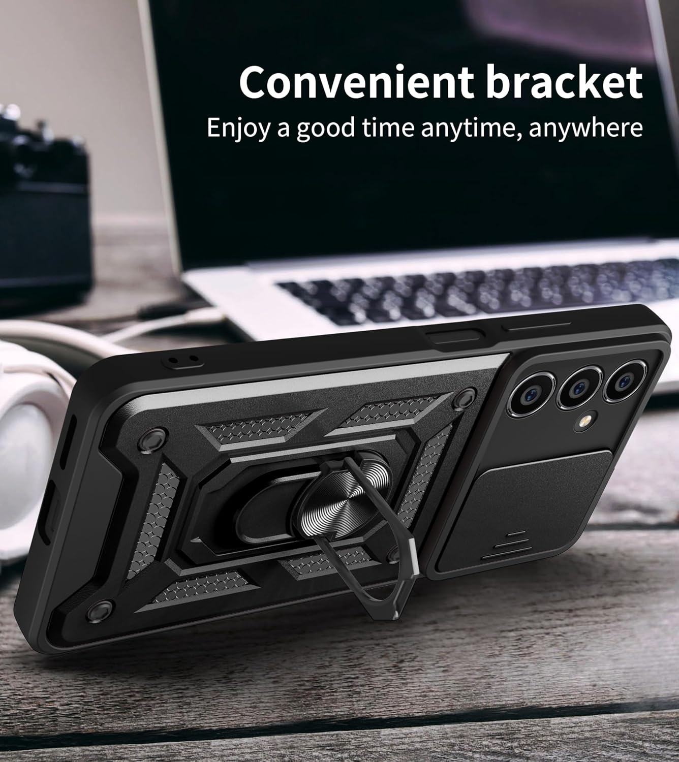 Samsung Galaxy S23 FE, Hard Shockproof PC Protective Case With Kickstand - Image 4