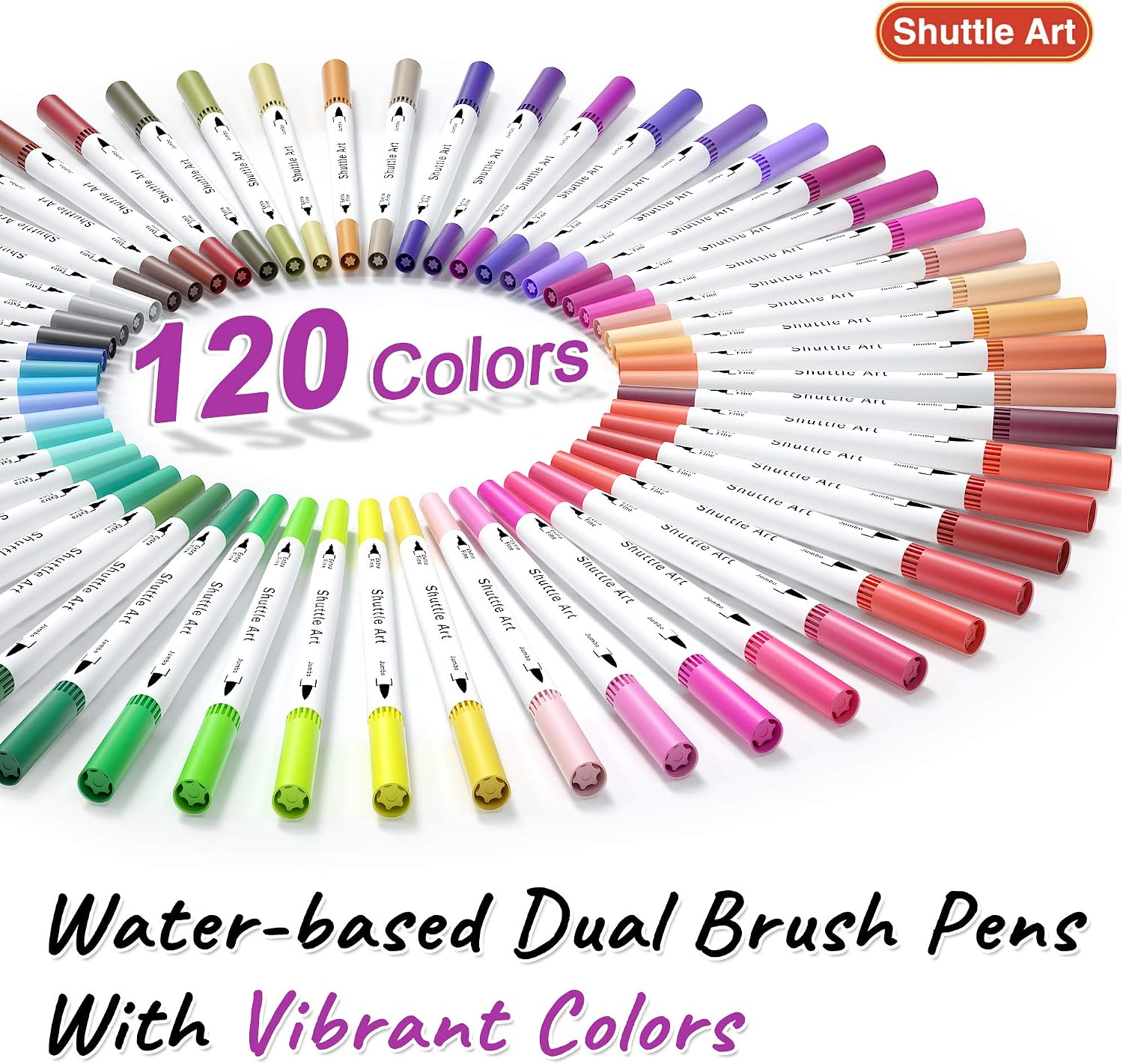 120 Colors Dual Tip Brush Art Marker Pens with 1 Coloring Book, Fine and Brush - Image 2