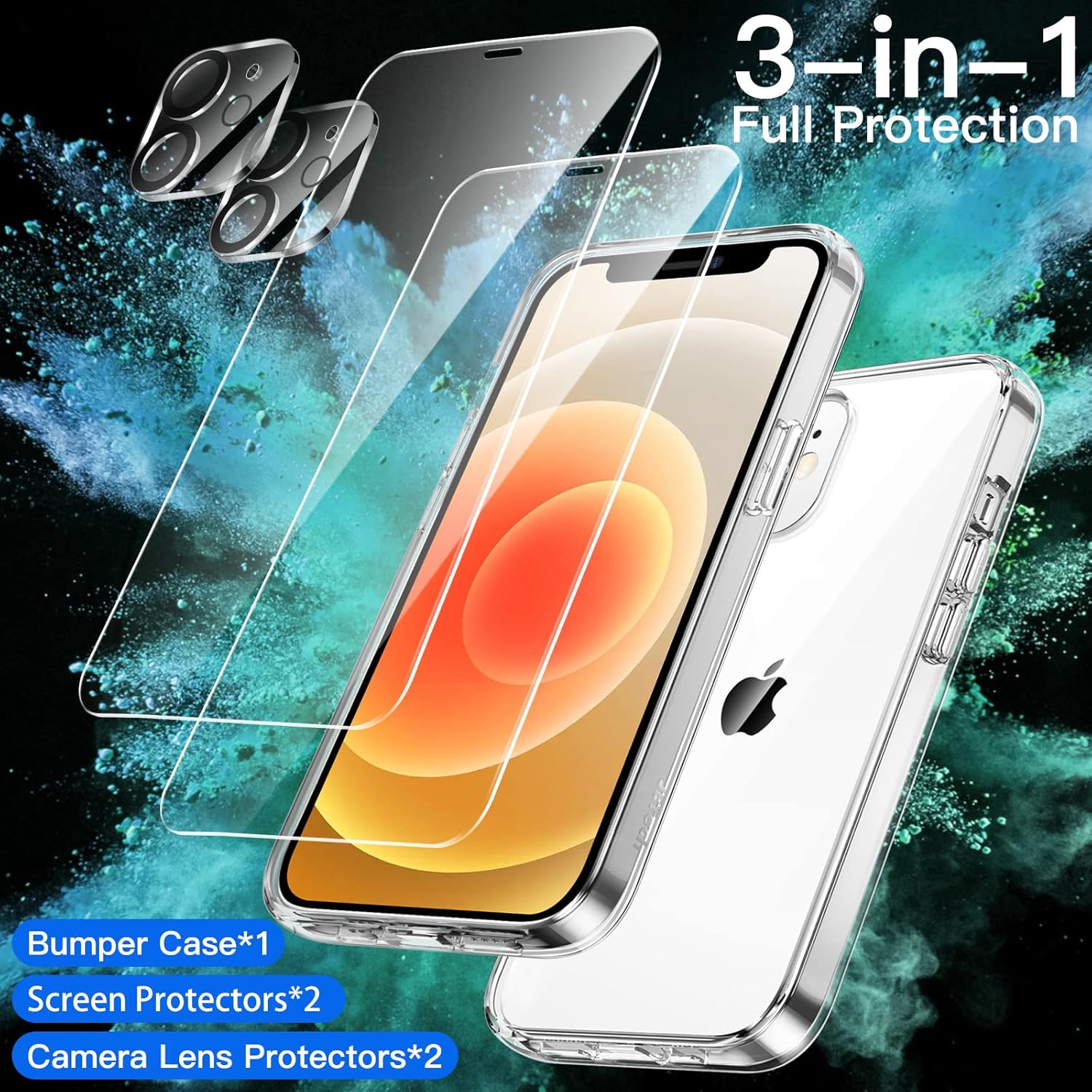 3 in 1 Case for iPhone 12 6.1-Inch, with 2-Pack Screen Protector (Clear) - Image 2