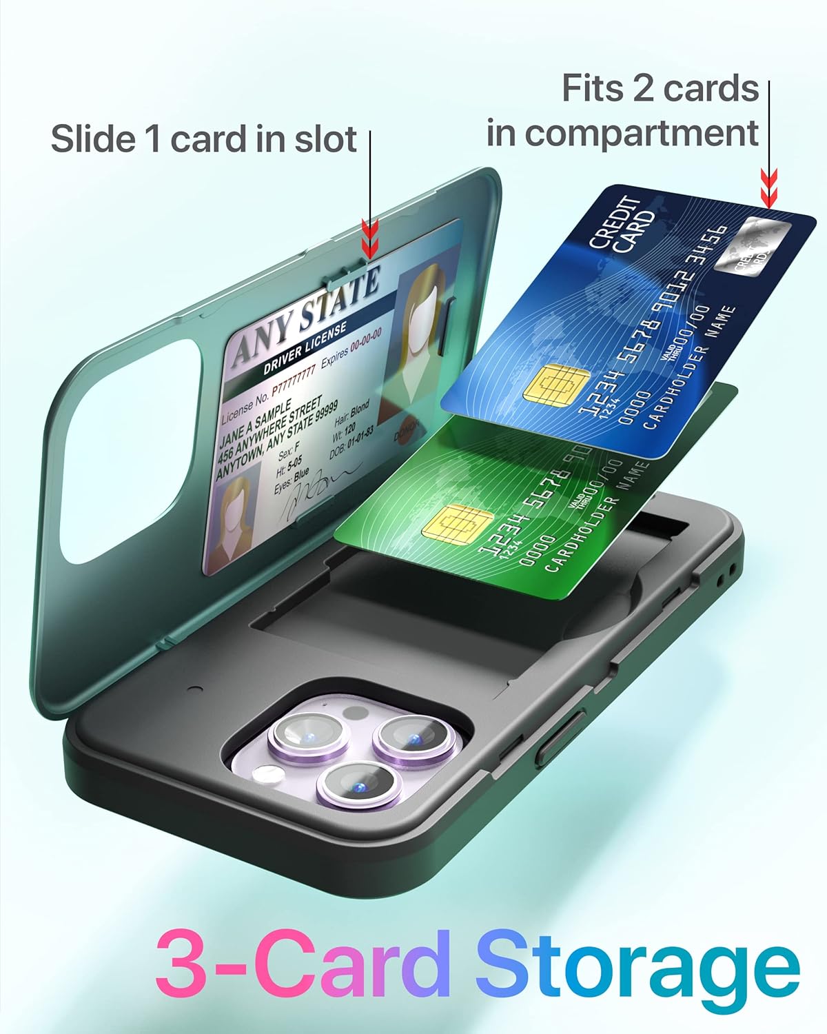 iPhone 14 Pro Max Protective Shockproof Heavy Duty Wallet Case - Green - Image 2