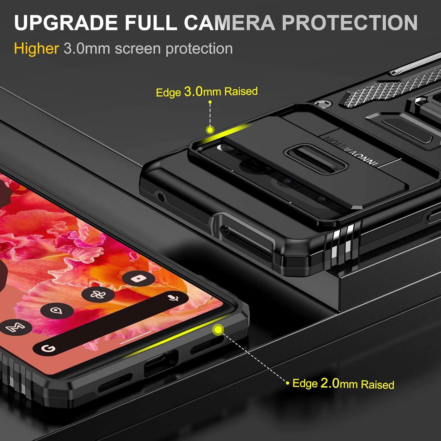 Google Pixel 8 PRO, Shockproof Hard PC Holder Stand Protective Case - Image 3